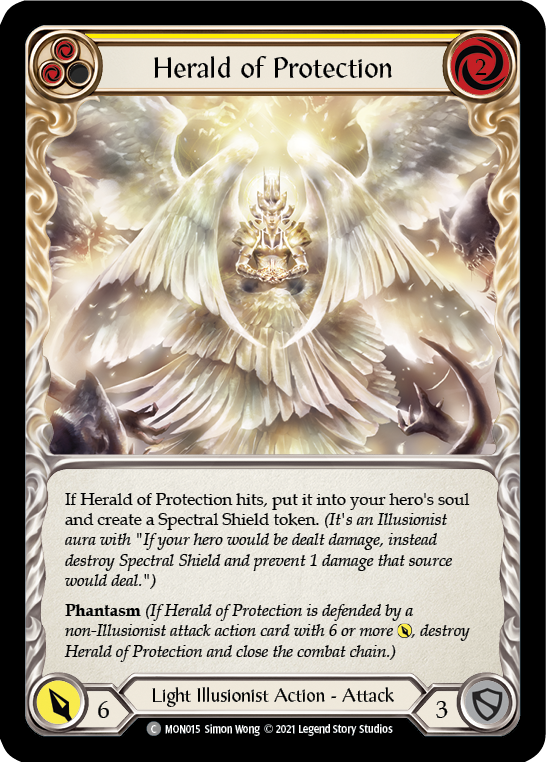 Herald of Protection (Yellow) [MON015-RF] (Monarch)  1st Edition Rainbow Foil
