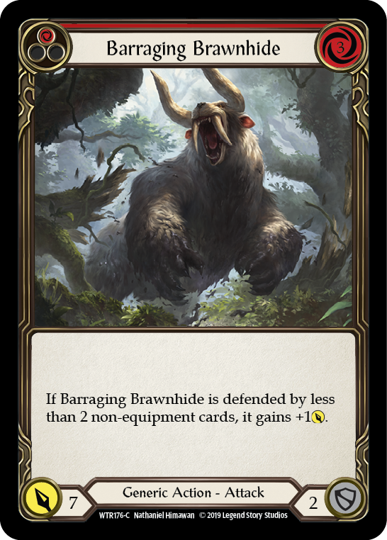 Barraging Brawnhide (Red) [WTR176-C] (Welcome to Rathe)  Alpha Print Rainbow Foil